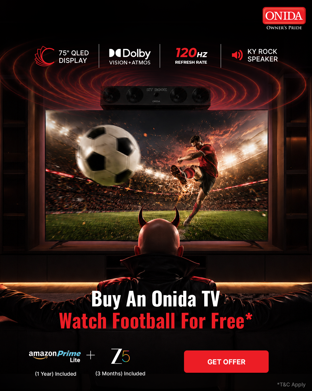 Onida 75 Smart TV — in-built karaoke