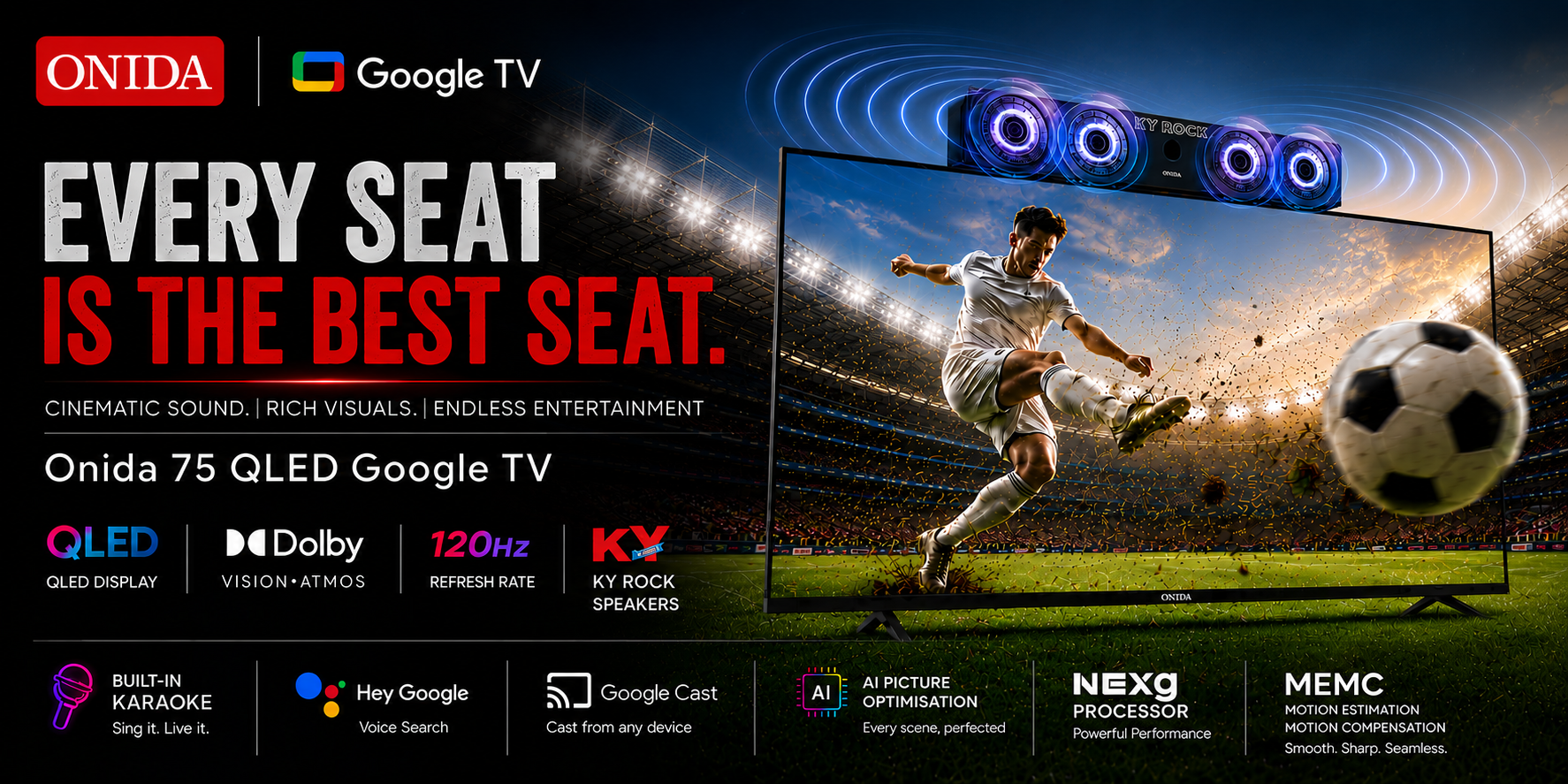 Onida 75 QLED Google TV — Q75UGI120-R