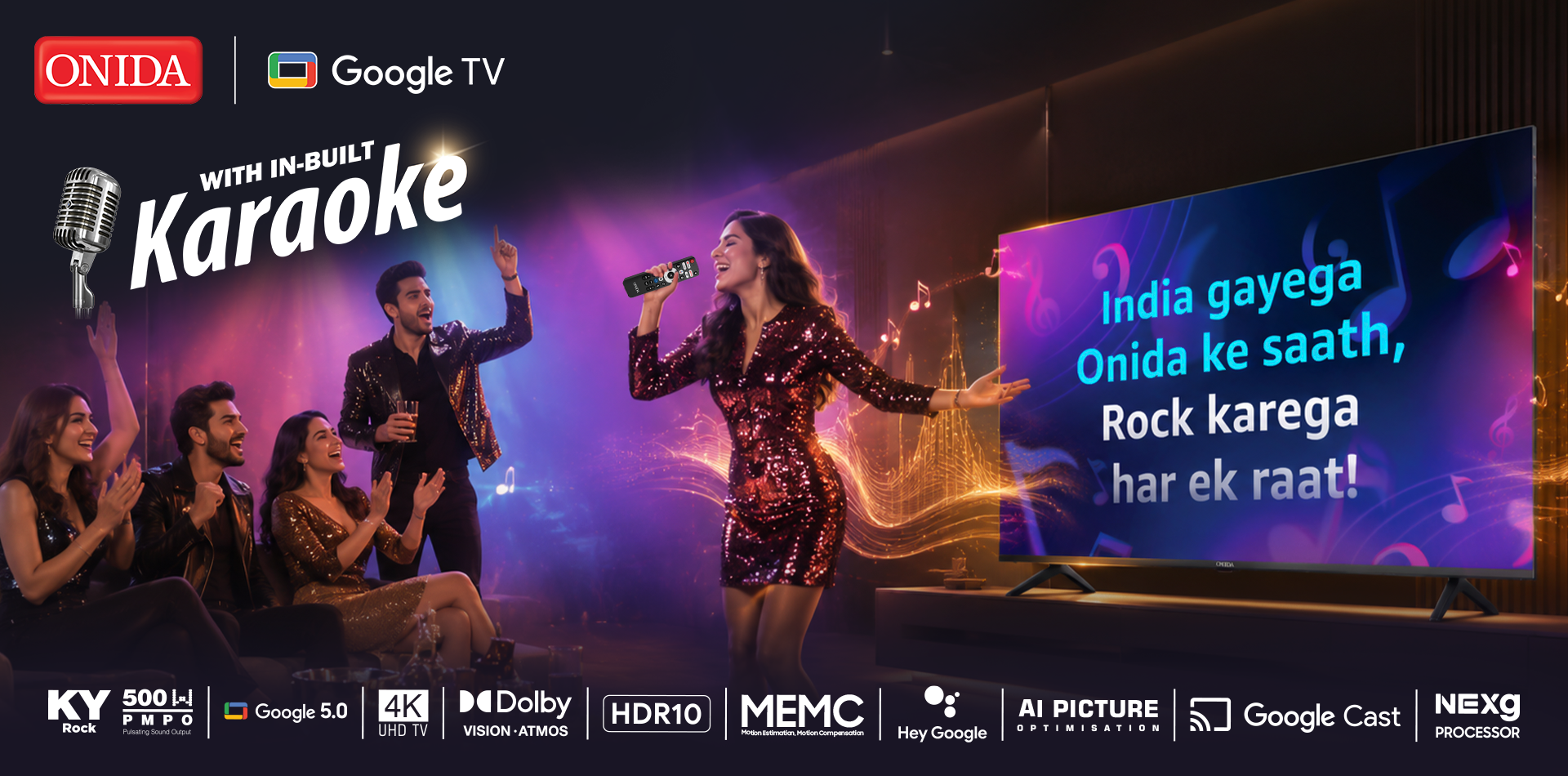 In-built karaoke on the Onida 75 Smart TV